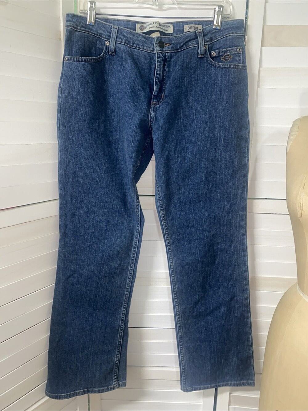 Harley Davidson Women’s Bootcut Blue Denim Jeans Mid Rise Size 12